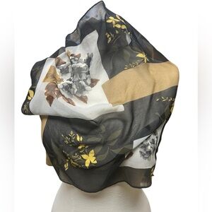 Halston vintage scarf 1970s or 80s ?? Delicate smaller square some metallic